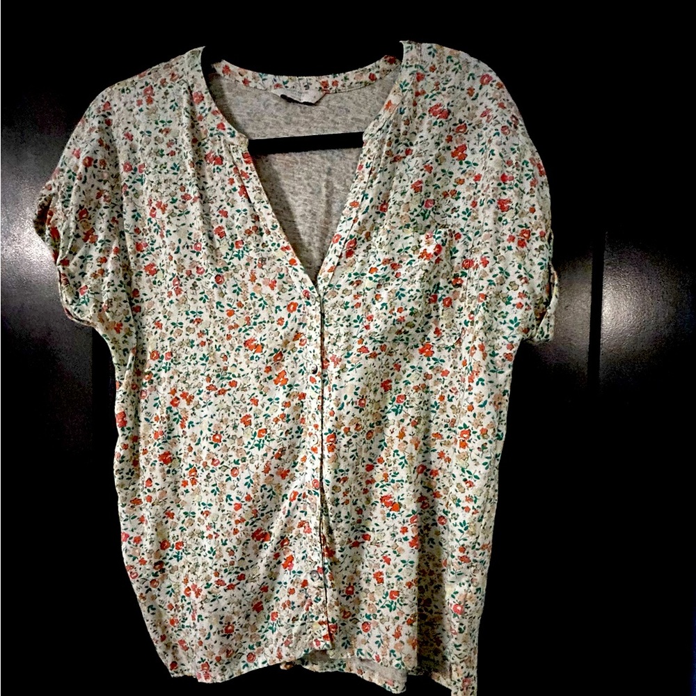 Women’s lucky brand, top, size, medium, floral, button up, lightweight
